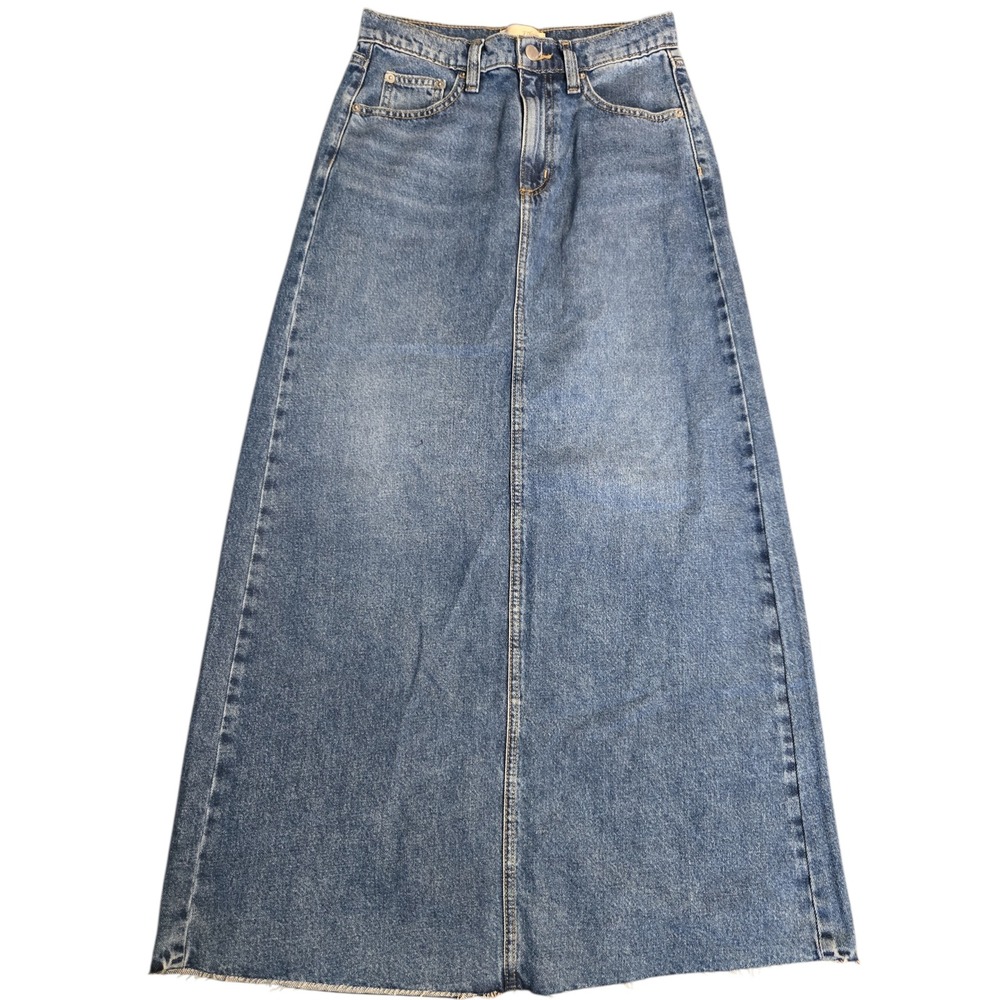 Universal Thread Maxi Dark Wash Denim Jean Skirt w/Back Slit Sz 0 26